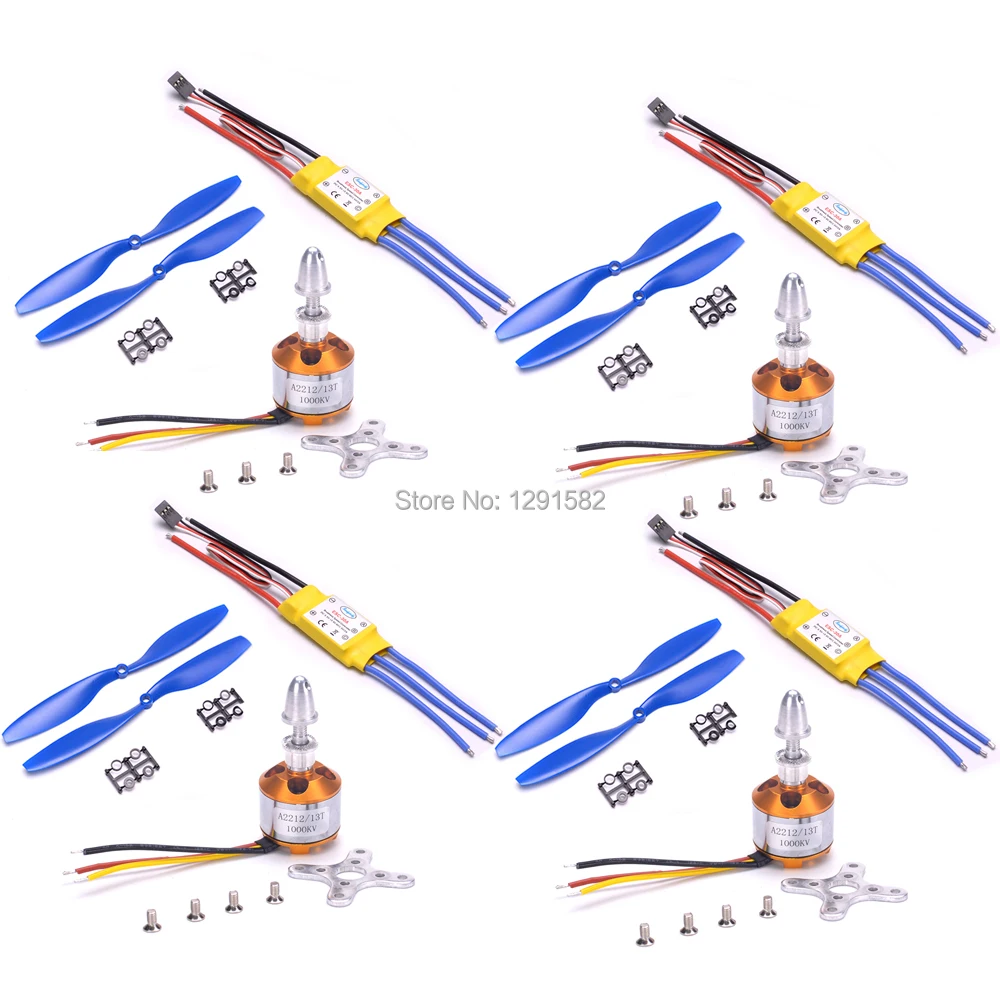 

4 x 30A ESC + 4 x XXD A2212 2212 1000KV Brushless Motor + 4x 1045 Propeller Blue For Quadcopter