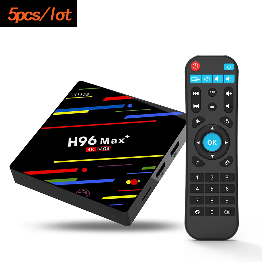 

5pcs Lot H96 MAX Plus Android 8.1 RK3328 Quad Core 4K Smart TV Box Wifi 2.4G DDR3 4GB 32GB 64GB Set Top Box USB 3.0 H96MAX+