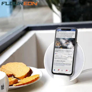 

Floureon 10W Dual-Mode Tri-Coil Fast Wireless Charging Stand QI Wireless Charger for iPhone Samsung Xiaomi Huawei