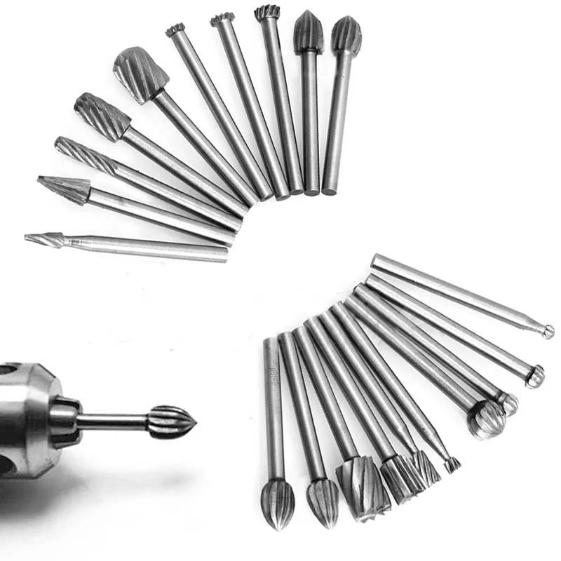 

1set 20pcs New HSS Rotary Files Burrs Set Milling Cutter Woodworking Engraving Tool