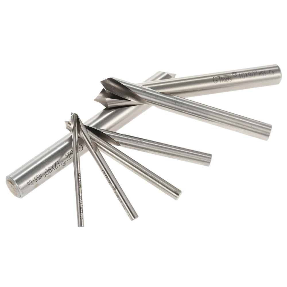7pcs M42 HSS High Speed Steel Cobalt Spotting Drill Bits Set Round Shank 90 Degree Drilling Chamfering Tool | Инструменты