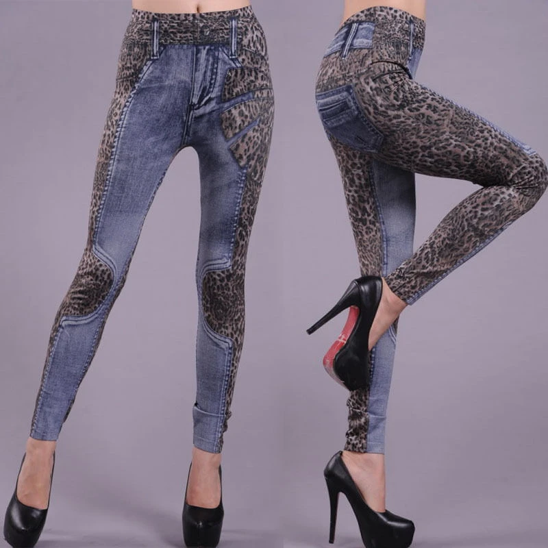 Новые модные джинсы Для женщин тонкий печати Леггинсы эластичные узкие джинсовые длинные сексуальные брюки карандаш Женские легинсы