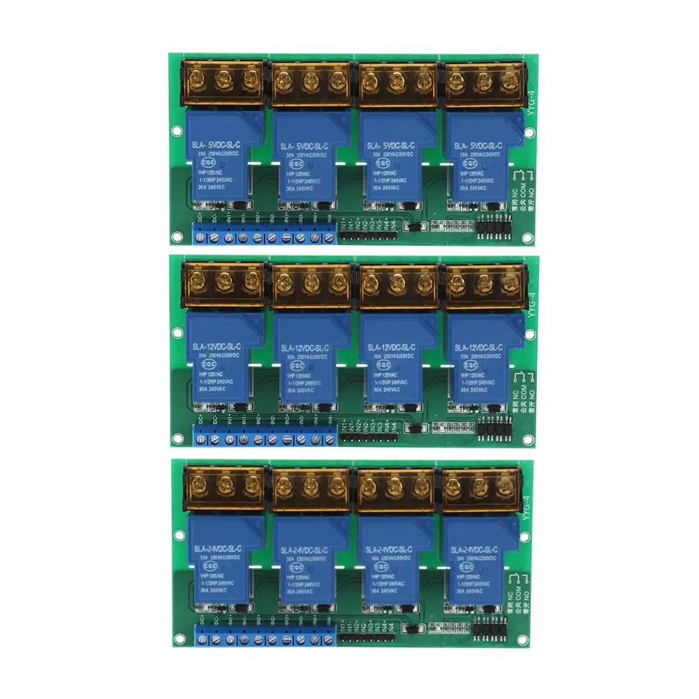 

High Power Relay Module Control Panel Optocoupler Isolation 30A YYG-4 Four Way Relay Module