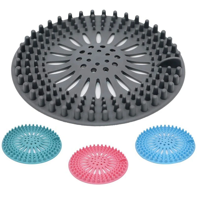 

Hair Catcher Shower Drain Cover, 4 Pack Hair Stopper Drain Protector Universal Rubber Sink Strainer For Bathtub Kitchen And Ba