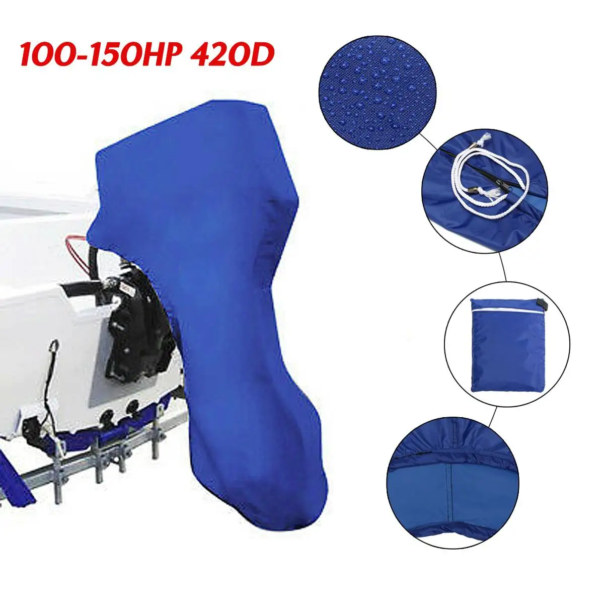 

420D Waterproof Boat Cover Full Outboard Engine Motor Covers Protection For 100-150HP Motor
