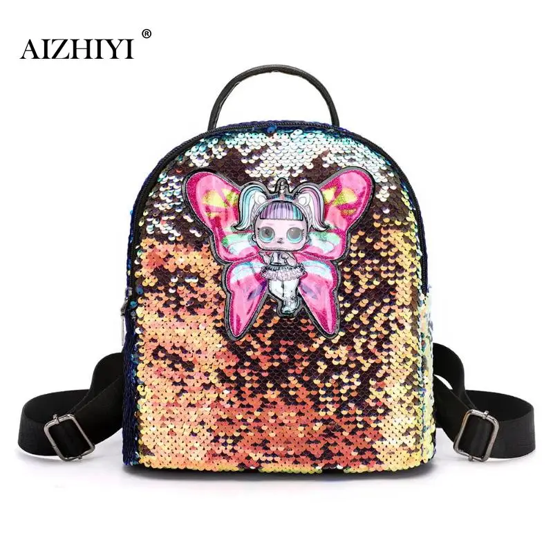 

Women Glitter Sequins Backpack Girls Butterfly Lovely Shoulder Bag Mini Backpacks Children Girls Sequined Travel Knapsack