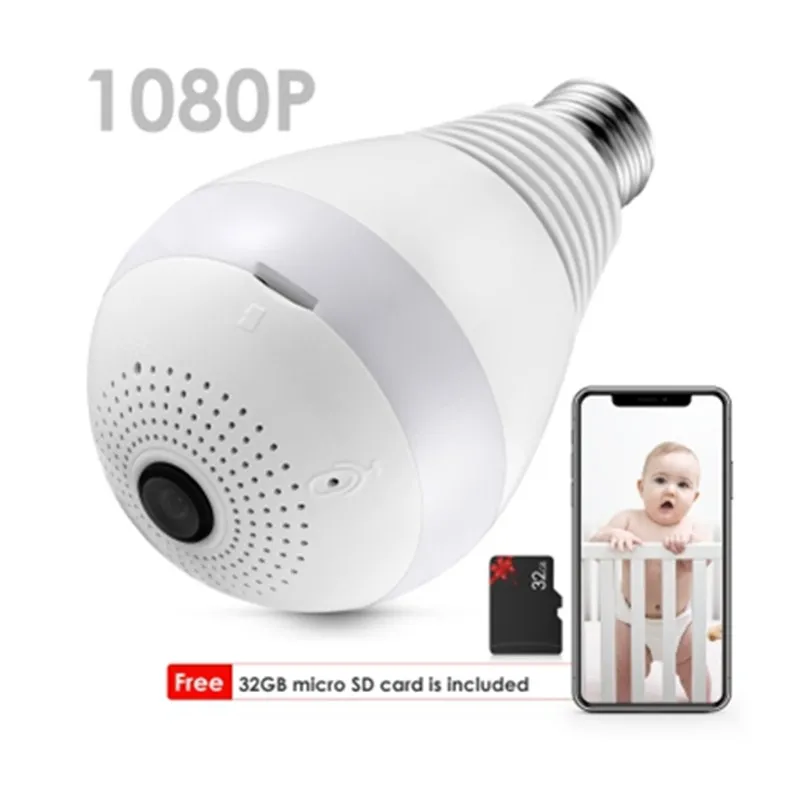 

Original ZEEPIN 2AKWJ -FVRF3602 WiFi Light Bulb Camera HD Webcam 2-way Audio LED Light Surveillance Camera with 32GB Memory Card