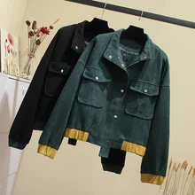 5xl плюс большие размеры куртки женские весна осень зима feminina Новые модные черные из искусственной замши тонкие пальто женские F0418