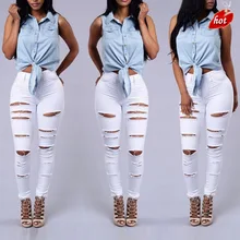 Летние Стильные крутые джинсовые брюки Капри с белыми дырками и высокой талией, женские обтягивающие черные повседневные джинсы, женские рваные джинсы O8R2