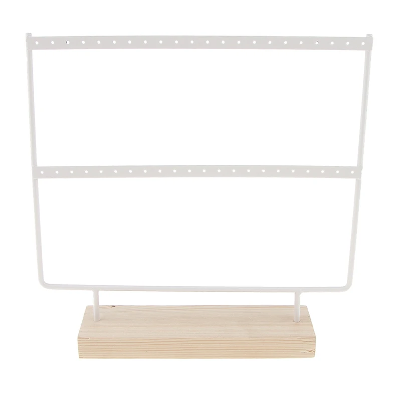  Wood 44 Holes Earrings Organizer Holder Necklaces Rack 2 Layers Jewelry Display Stand Jewelry Acces