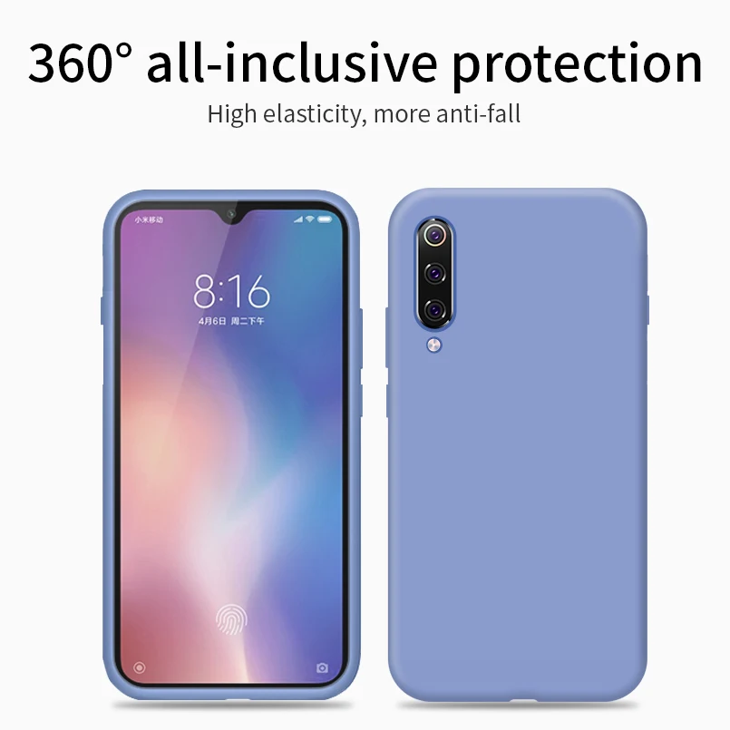 Silicone Case For Xiaomi Mi 9 Original Liquid Soft Silicon Case Plain Color Clear Bumper For Xiaomi Note 7 Mi8 Lite Coque Capa