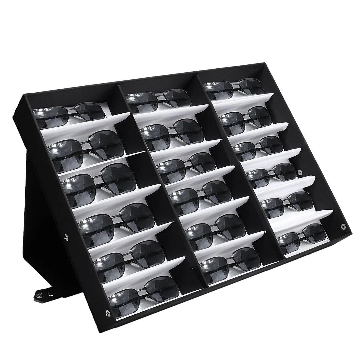 

18 Slot Sun Glassess Display Case Reading Glasses Eyewear Display Stand Storage Box Case Storage Organizer Collector Black