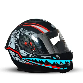 

New Upgraded! Motorcycle Bar Signal Durable Flashing Stripe Night Riding Helmet Kit Waterproof Shark Mouth LED Light