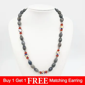 

Blue Aventurine Agates Crystal Necklace jades Toggle Necklace 58cm