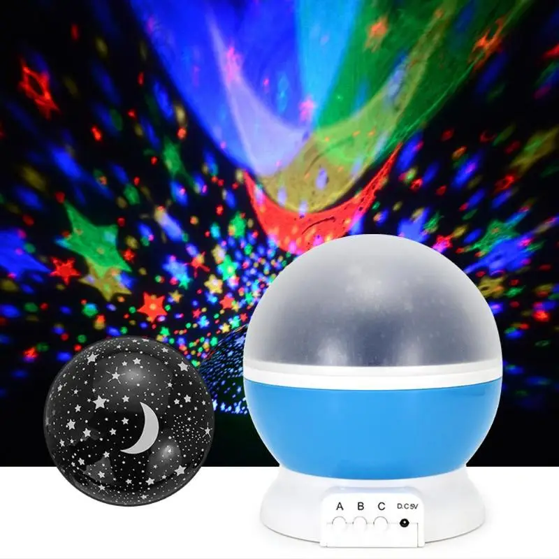 

3 Modes Creative Star Moon Projector Night Light Star 360 Rotating Full Night Sky Ceiling Walls Projection Lamp Moving Star Lamp