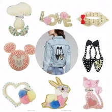 Мультфильм кролик аниме бисером Diy пользовательские жемчужные заплатки пришить на футболку аппликация 3d большие наклейки Diy рюкзак для одежды аксессуар