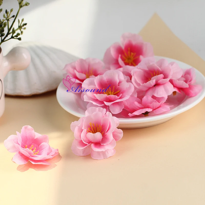 50 шт. искусственного шелка из цветков персикового дерева Цветы DIY Ремесло
