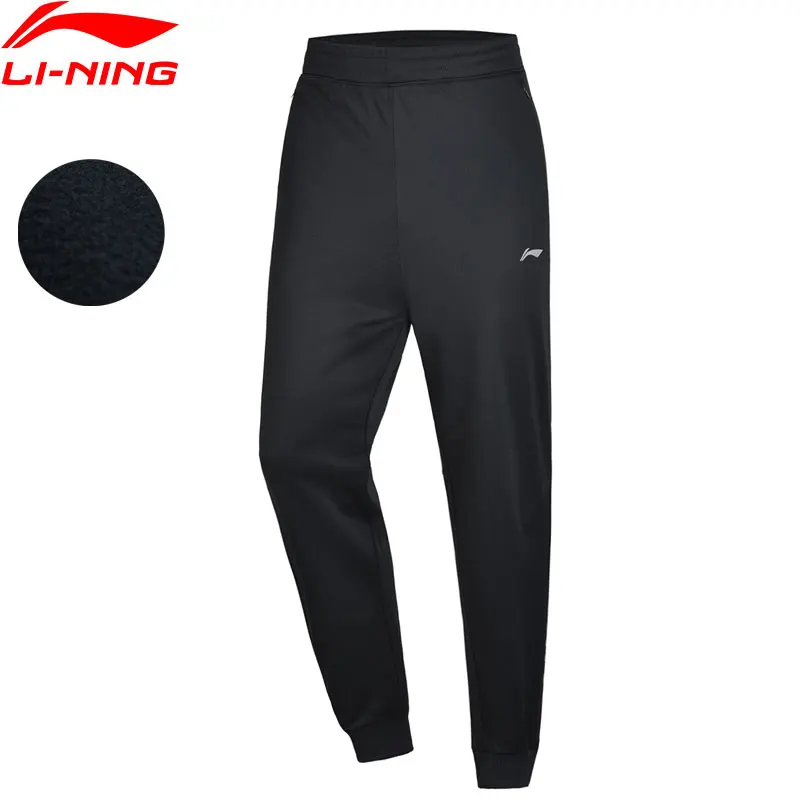 

Li-Ning Men Running Sweat Pants Warm Fleece Regular Fit 100% Polyester LiNing Sports Pants Trousers AKYN241 MKY437