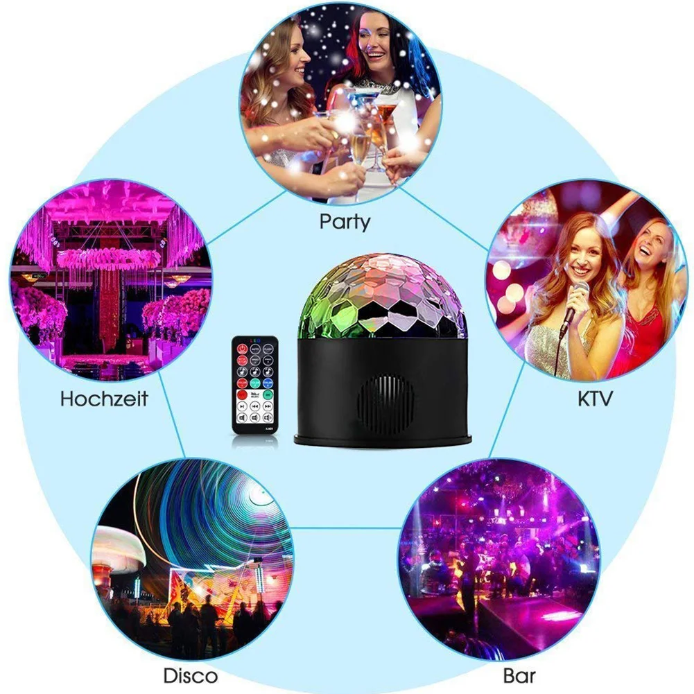 

9W Stage Light Led Disco With Remote Control DJ Party Rotating Ball Bluetooth Speaker Lamp Music Projector RGB