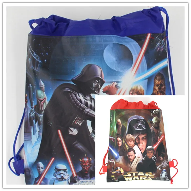 

34cmx27cm 1Pcs/lot Star Wars Drawstring Bag Kid Boy Birthday Event Party Gift Bag Girl Non-woven Shopping School Backpack Supply