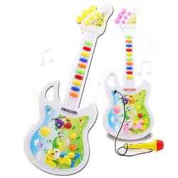 Забавный малыш мальчик девушка с гитарой игрушка музыкальная игра W/мигающие огни раннее образование Новый