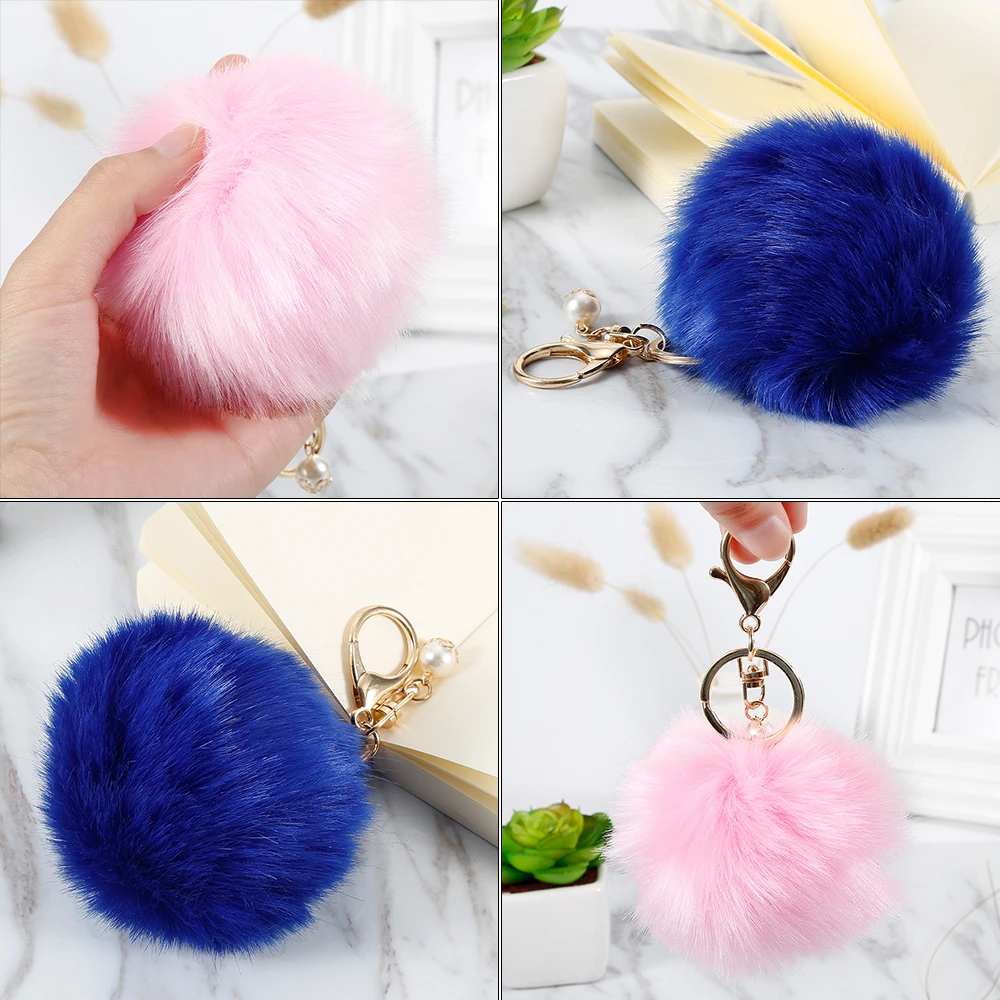 

Plush Handbag Car Ornament Keychain Car Soft Ball Key Chain Keyring for Women