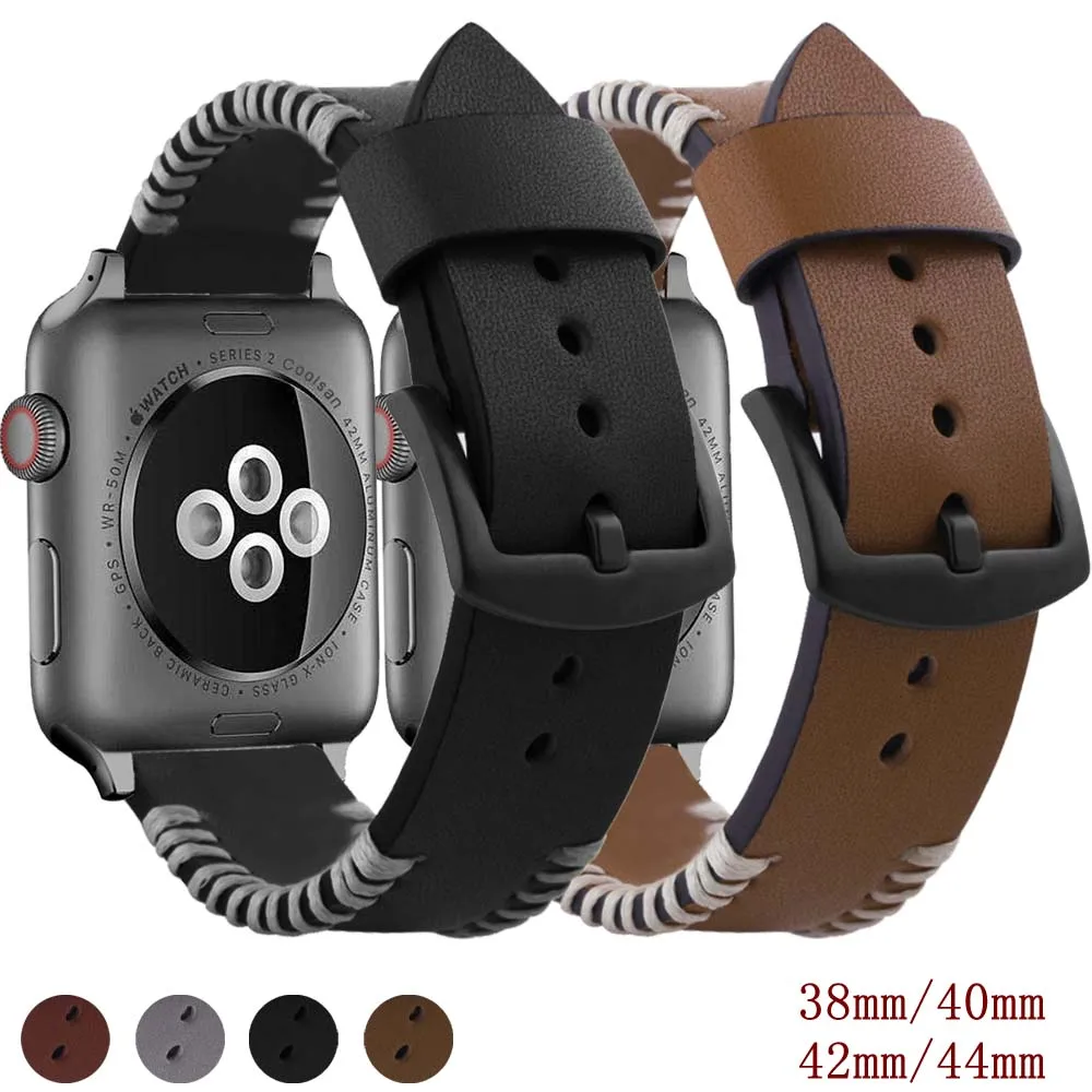 Кожаный ремешок для часов Apple watch 42 мм 44 iwatch se 6/5/4/3/2/1 38 40 ремень | Наручные часы