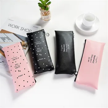 

1 PC Kawaii Pink Leather School Pencil Case Creative PU Pencil Bag Box Pouch Cases For Pens Gift Stationary Supplies 04947