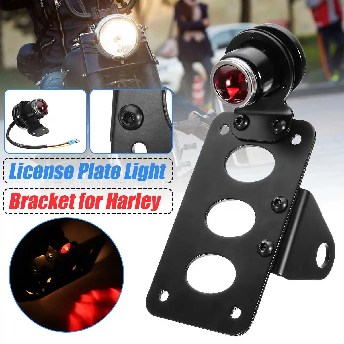 Universal Motorcycles LED License Plate Bracket Twin Light Integrated