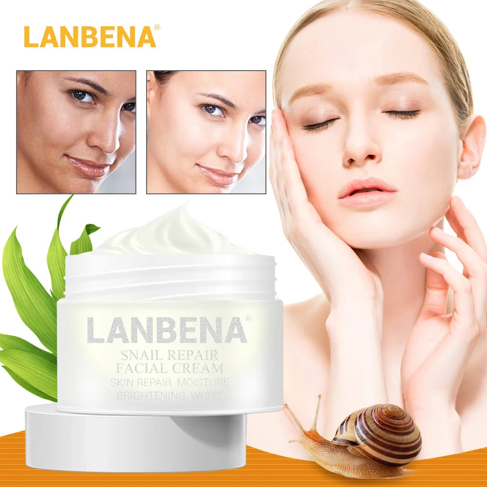 Lanbena Snail Repair Whitening Facial Cream Day Cream Anti Wrinkle Anti Aging Acne Treatment Moisturizing Firming Skin Care 30g