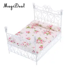 MagiDeal 1:12 Кукольный домик Миниатюрный металлический Европейский ретро двуспальная кровать мебель для спальни для кукол декор дома детская милая игрушка