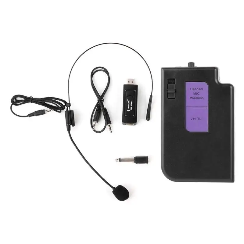 

Portable Wireless Mic Head-mounted Microphone with USB Receiver 3.5mm Female to 6.35mm Male ConverterTransmitter Microphones
