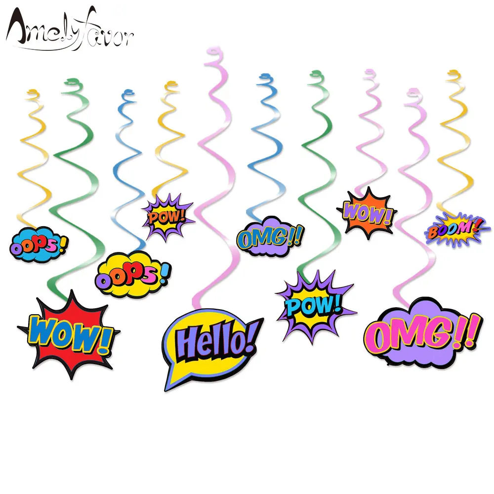Superhero Ceiling Hanging Swirl Decorations Cutout Festive Boy
