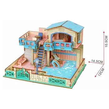 

Nulong Laser Cutting 3D Wooden Puzzle 3D wood Jigsaw Puzzle Woodcraft Assembly Kit -Lembongan Island Villa with 96pcs Parts