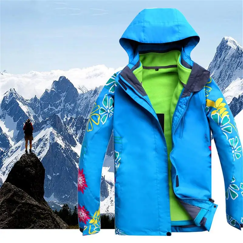 

Women's Outdoor Thermal Jacket 3-in-1 2-Piece Set Thickened Fleece Coat Men Waterproof Breathable Jackts