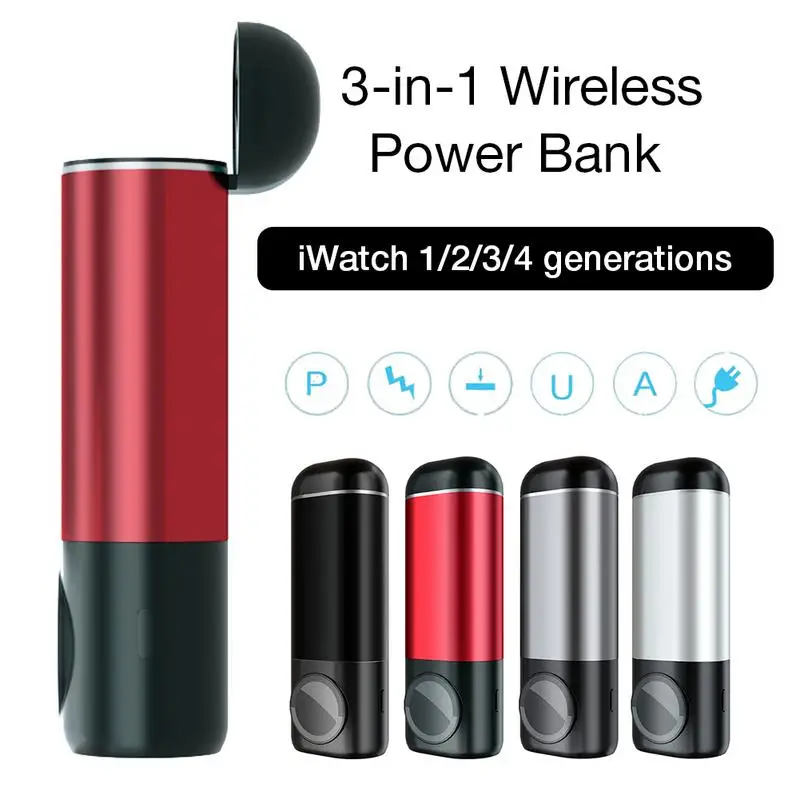

N31 Magnetic Wireless Charger 5200mAh Power Bank for iWatch Airpods USB Charging 3 In 1 Wireless Power Bank Charging Accessory