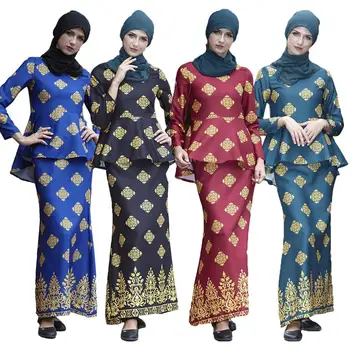 

2pcs Muslim Women Islamic Clothing Sets Vintage Long Sleeve Blouse Tops Skirt Suit Set Prayer Ramadan Robe Gown Dubai Clothing