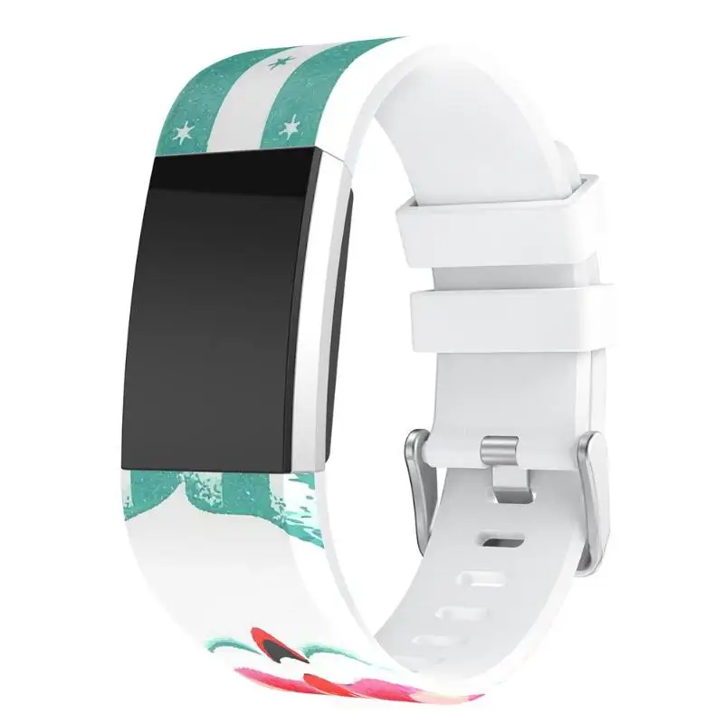 Силиконовые печатных Регулируемые часы Браслет Группа ремешок для FitBit Charge