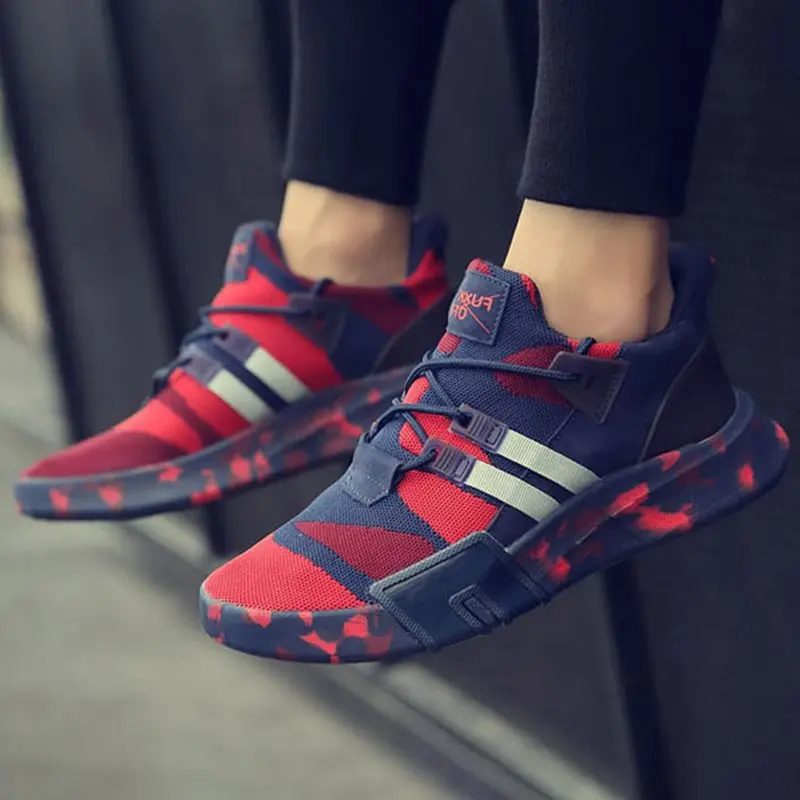

Man Casual Shoes Men White Summer Mesh Breathable Camouflage Red Trendy Street School Lace Up Run Fitness Blue Spring Shoes Male