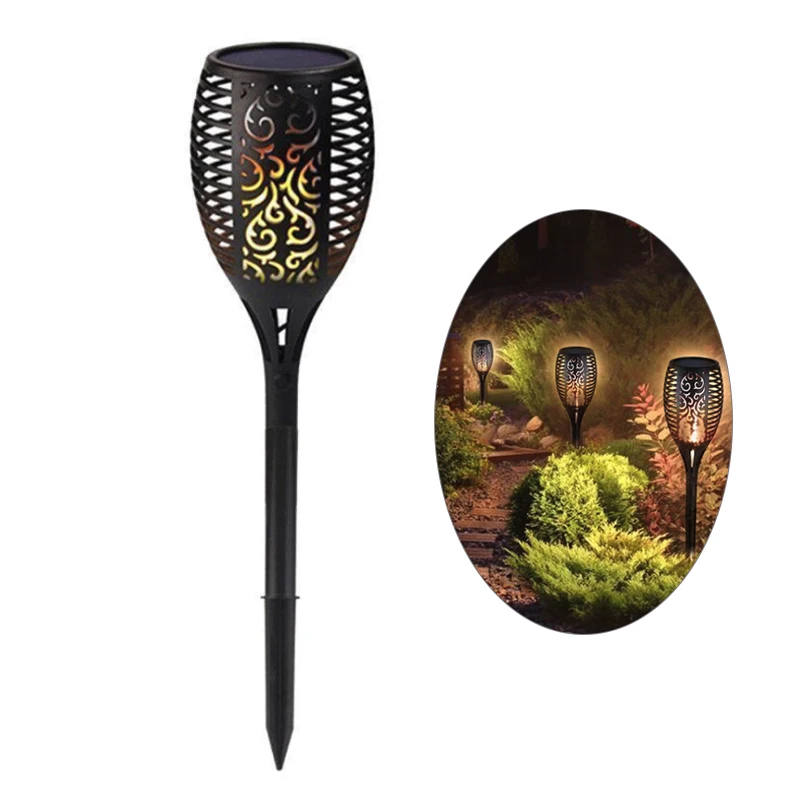 Paisagem ao ar Decoração do Jardim 96led Chama Bruxuleante Luz Solar à Prova d’ Água Luz da Tocha Solar Jardim Lâmpada Livre Gramado Luz