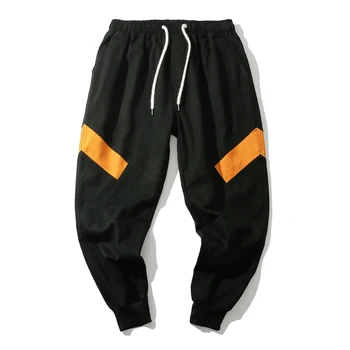 

2019 New Pattern Hong Leisure Bound Feet Nine Part Pants Male Overalls Tide hip hop Striped sweatpants Free shipping Khaki Blue