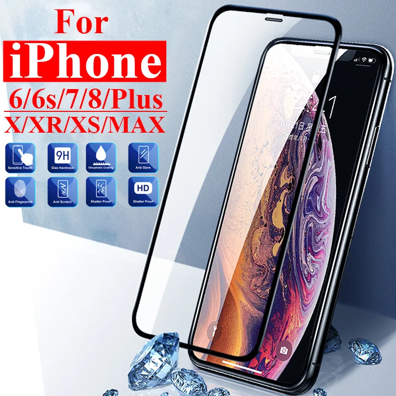 Защитное стекло 10D для Iphone Xr Xs Max X 6 7 8 6s Plus Xmax 8plus|Защитные стёкла и плёнки| |