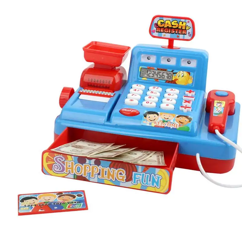 

Music Play Cash Register Toy Pretend Play Toy Multi-Functional Simulation Supermarket Toy Set Educational Gift for Children