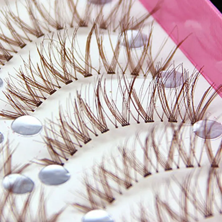 LASGOOS 10 Pairs/set Full Line Lashes Crisscross False Eyelashes Brown