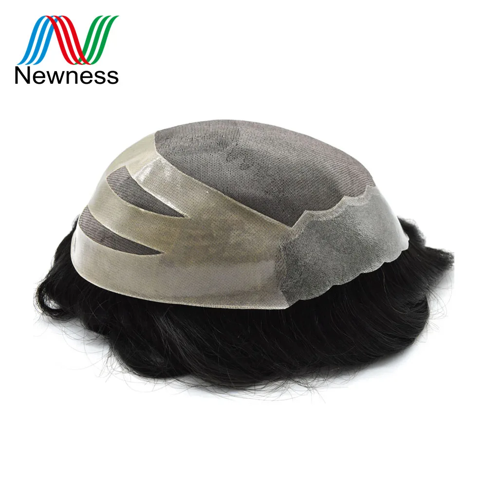 

MONO & NPU Durable Men Toupee Indian Remy Human Hair Wig For Males HairPieces Can Be Cut Hair Replacement Newness