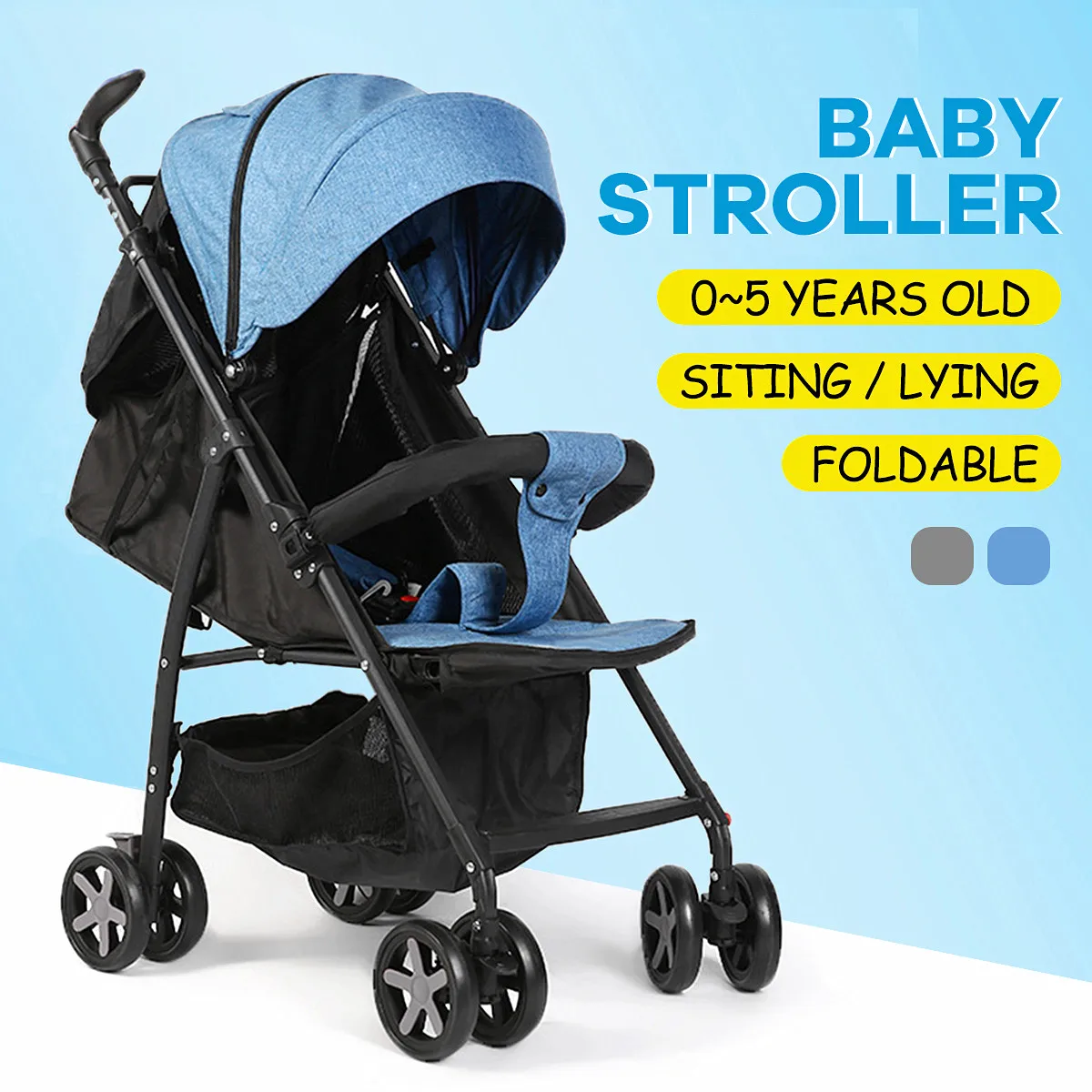 

Compact Lightweight Baby Stroller Pram Foldable Pushchair Travel Carry On Plane