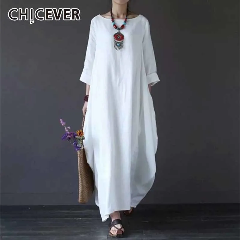 CHICEVER 2018 Plus Size Dresses For Women Three Quarter Sleeve 4XL 5XL Loose Maxi Summer Women's Dresses Female Clothes Fashion CHICEVER 2018 Plus Size Dresses For Women Three Quarter Sleeve 4XL 5XL Loose Maxi Summer Women's Dresses Female Clothes Fashion