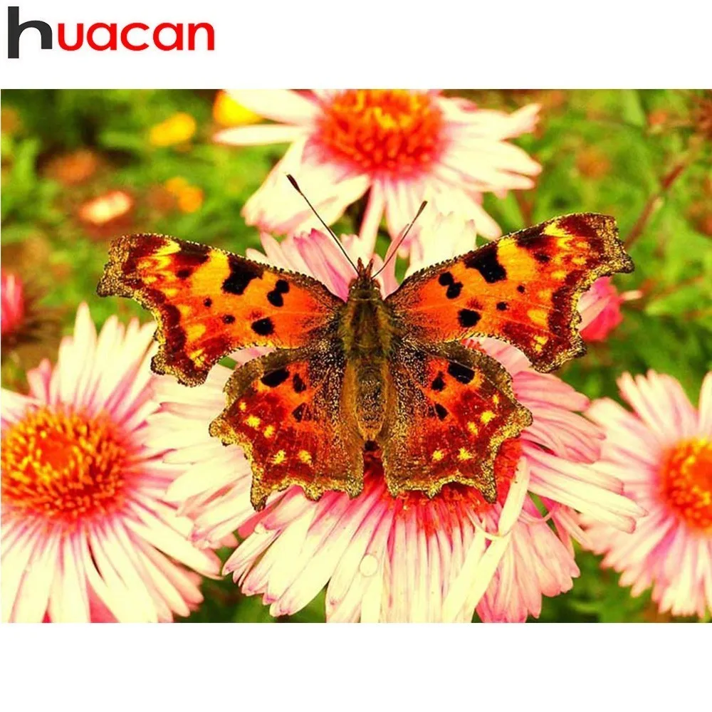 

HUACAN 5D DIY Diamond Painting Butterfly Cross Stitch Full Diamond Embroidery Flower Mosaic Diamonds Home Decor