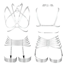 Тело жгут бюстгальтер с выемками между ремешками Топы грудной клетки ремень сексуальное женское белье подвязки чулки с подтяжками панк готический отрегулировать танец Rave