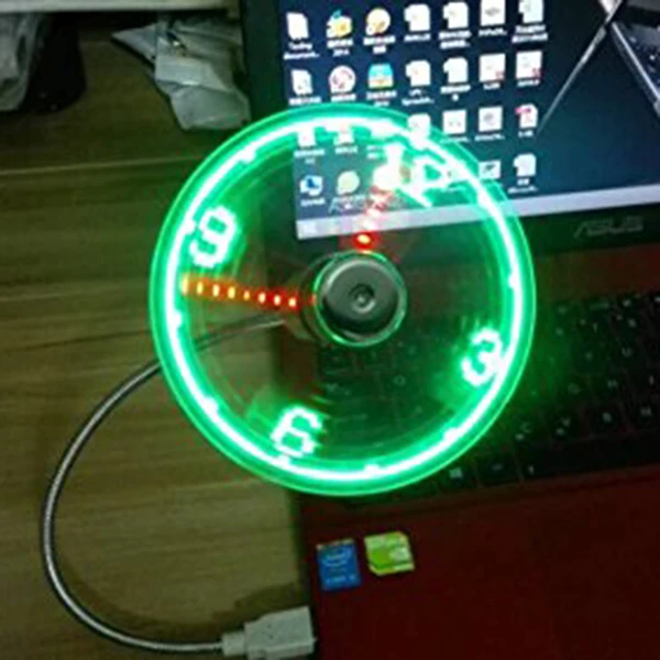 USB LED Clock Fan with Real Time Display Function CLOCK FAN Silver|Вентиляторы| |